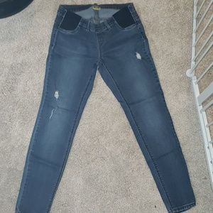 Indigo Blue Side Panel Skinny Leg Maternity Jeans